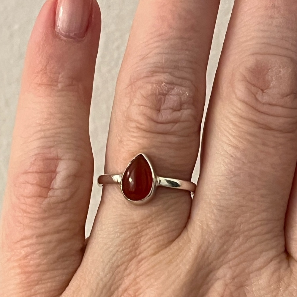 Solid 925 Sterling Silver Carnelian Gemstone Ring… - image 6